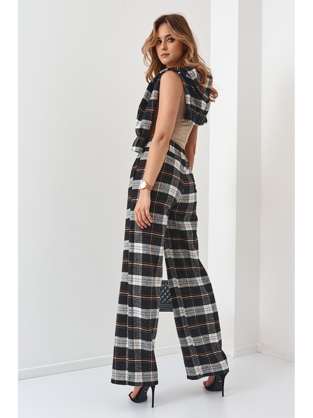 Set dama flanel in carouri, negru 5026 - Magazin online - Boutique